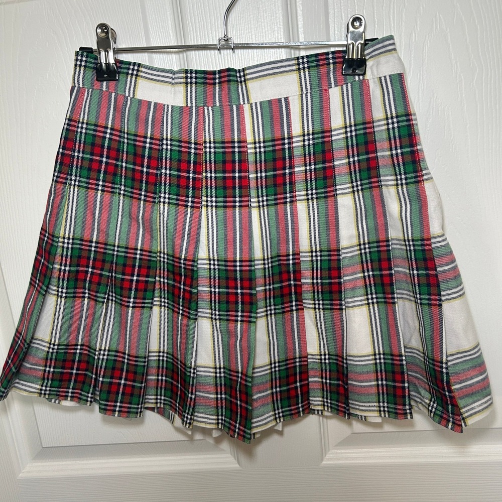 NWT Aerie Plaid Pleated Mini Skirt S Red Green Holiday Tartan‎ Schoolgirl Kilt